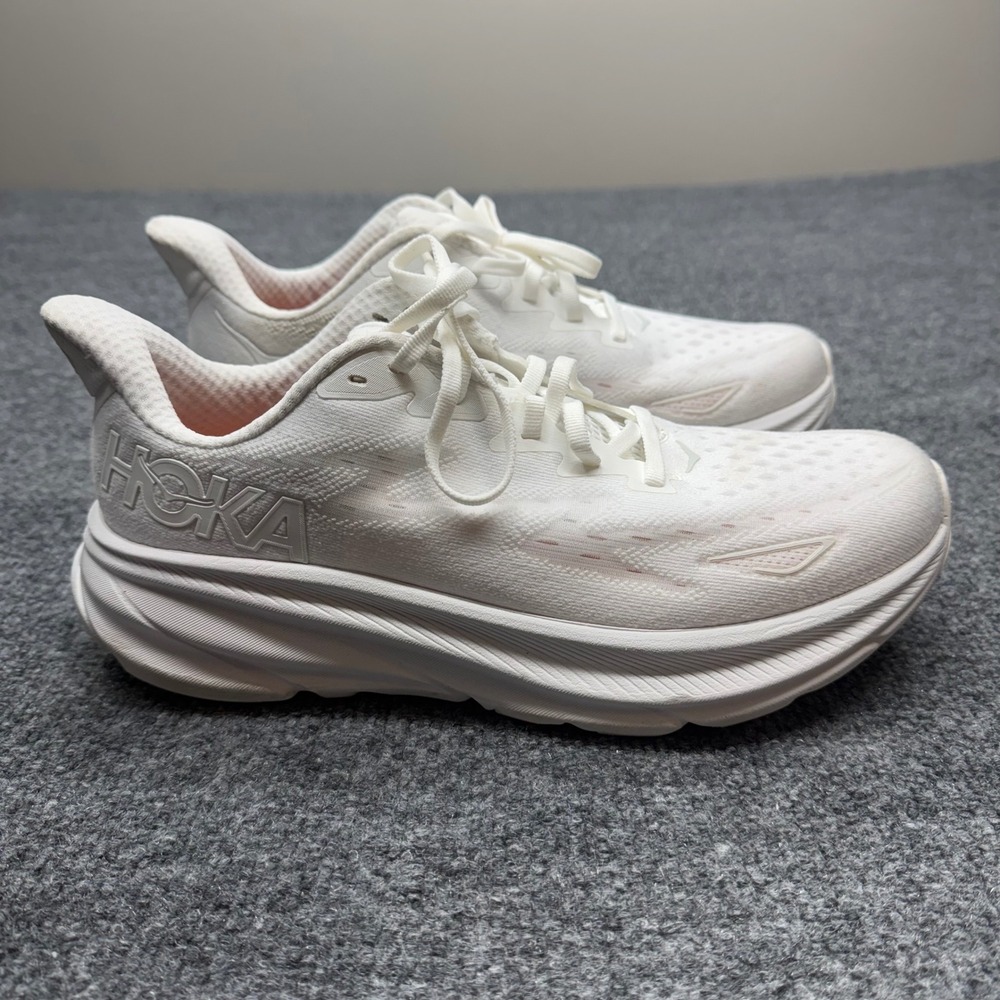 Hoka Clifton 9 Wide Women 9 White Running Shoes 1132211-WWWH Sneaker